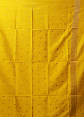 Yellow Dupion Silk Saree With Blouse Piece
