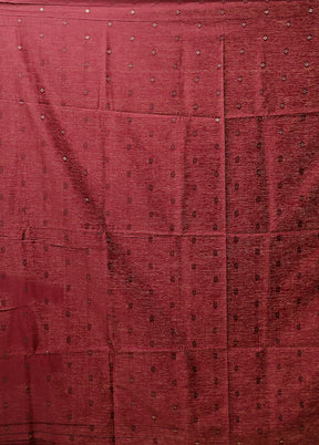 Maroon Dupion Silk Saree With Blouse Piece