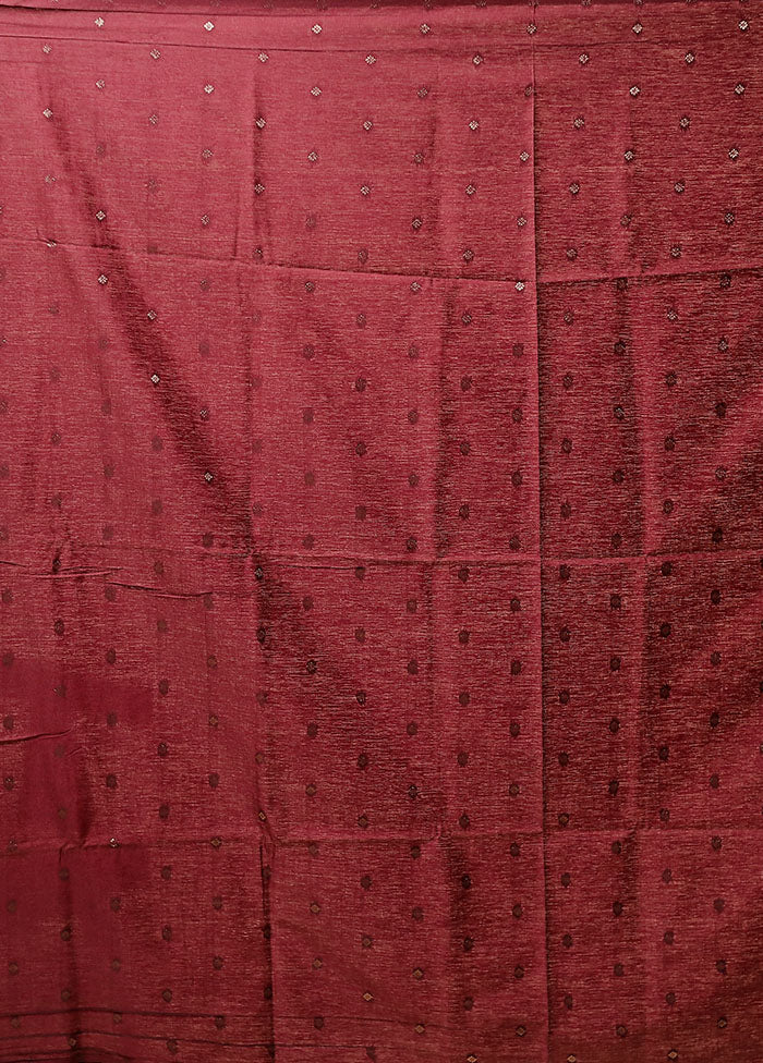 Maroon Dupion Silk Saree With Blouse Piece