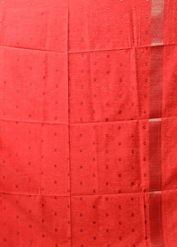 Red Dupion Silk Saree With Blouse Piece