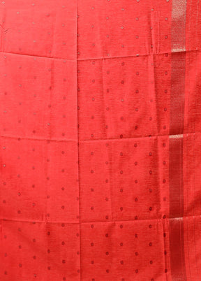 Red Dupion Silk Saree With Blouse Piece
