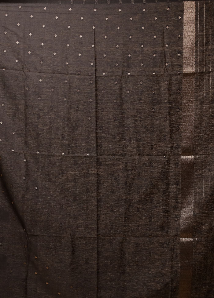 Black Dupion Silk Saree With Blouse Piece