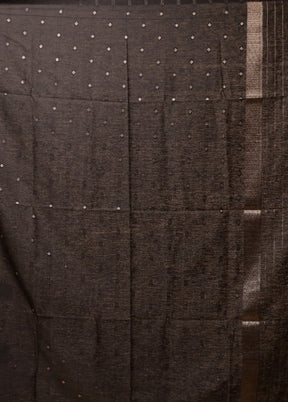 Black Dupion Silk Saree With Blouse Piece