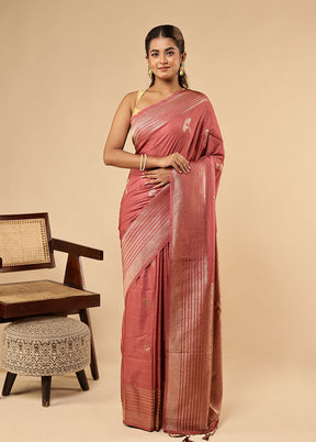 Pink Dupion Silk Saree With Blouse Piece