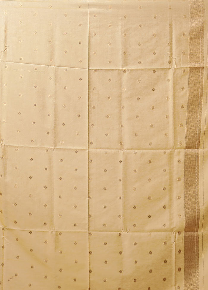 Cream Dupion Silk Saree With Blouse Piece