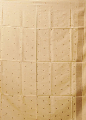 Cream Dupion Silk Saree With Blouse Piece