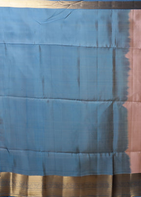 Purple Handloom Kanjivaram Pure Silk Saree With Blouse Piece
