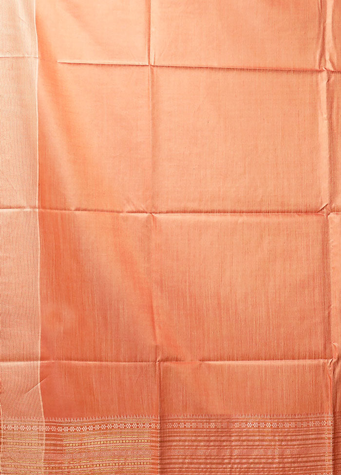 Pink Handloom Tussar Pure Silk Saree With Blouse Piece