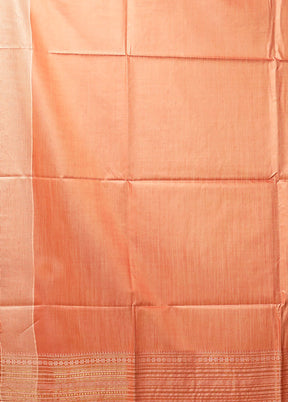Pink Handloom Tussar Pure Silk Saree With Blouse Piece