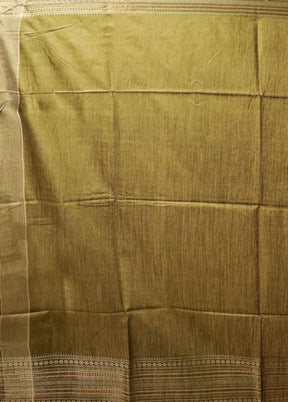Green Handloom Tussar Pure Silk Saree With Blouse Piece