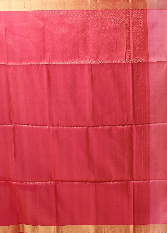 Pink Handloom Kanjivaram Pure Silk Saree With Blouse Piece
