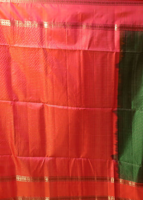 Green Handloom Kanchipuram Pure Silk Saree With Blouse Piece