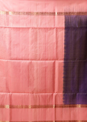 Blue Handloom Kanchipuram Pure Silk Saree With Blouse Piece