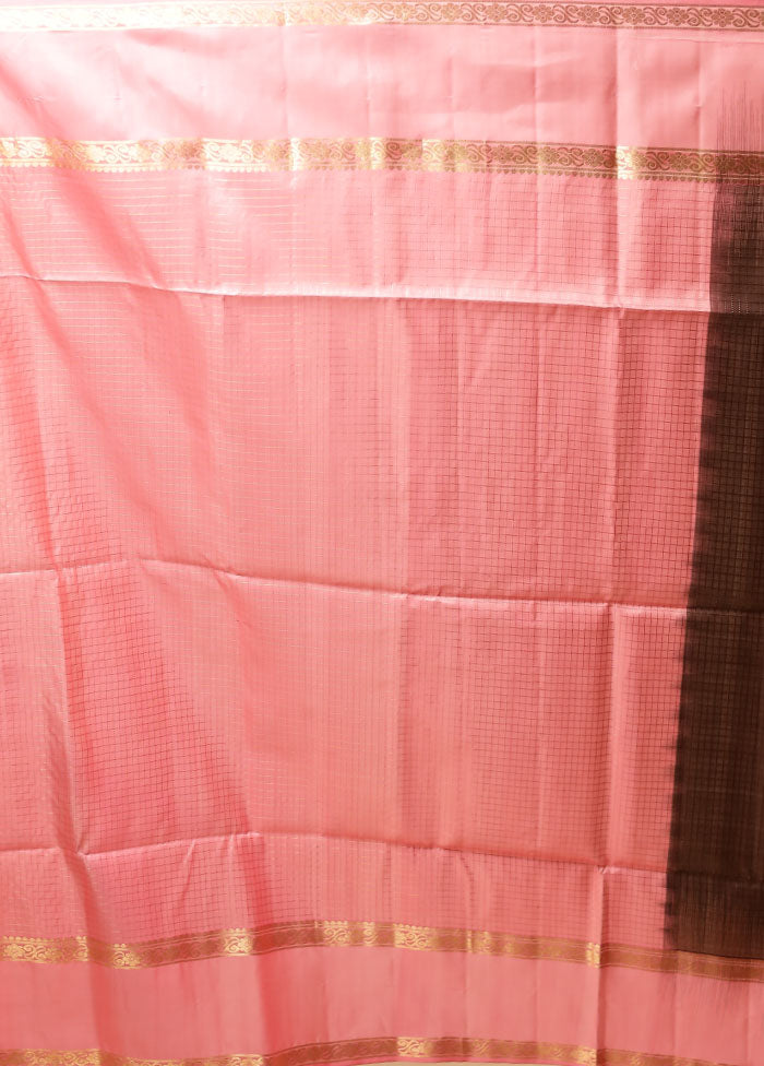 Maroon Handloom Kanchipuram Pure Silk Saree With Blouse Piece