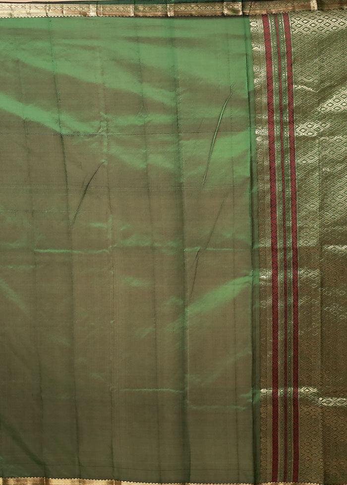Green Kanjivaram Silk Saree With Blouse Piece