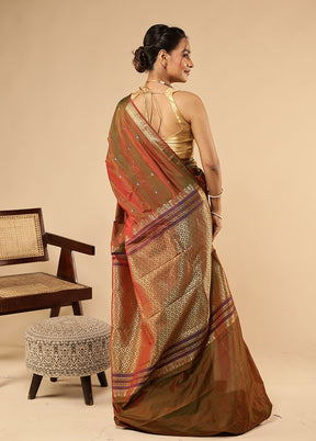 Maroon Kanjivaram Silk Saree With Blouse Piece