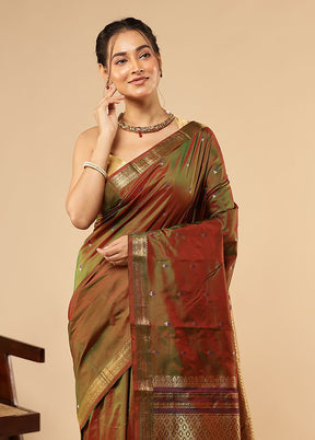 Maroon Kanjivaram Silk Saree With Blouse Piece