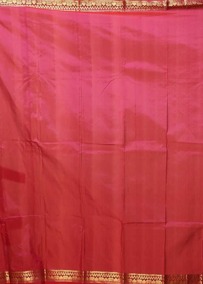 Pink Kanjivaram Silk Saree With Blouse Piece