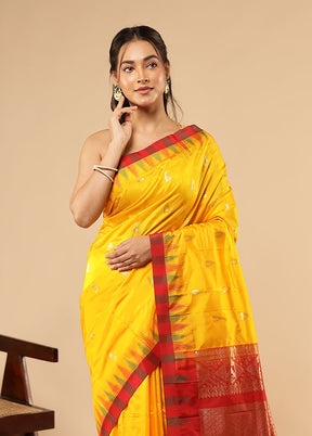 Yellow Kanjivaram Silk Saree With Blouse Piece