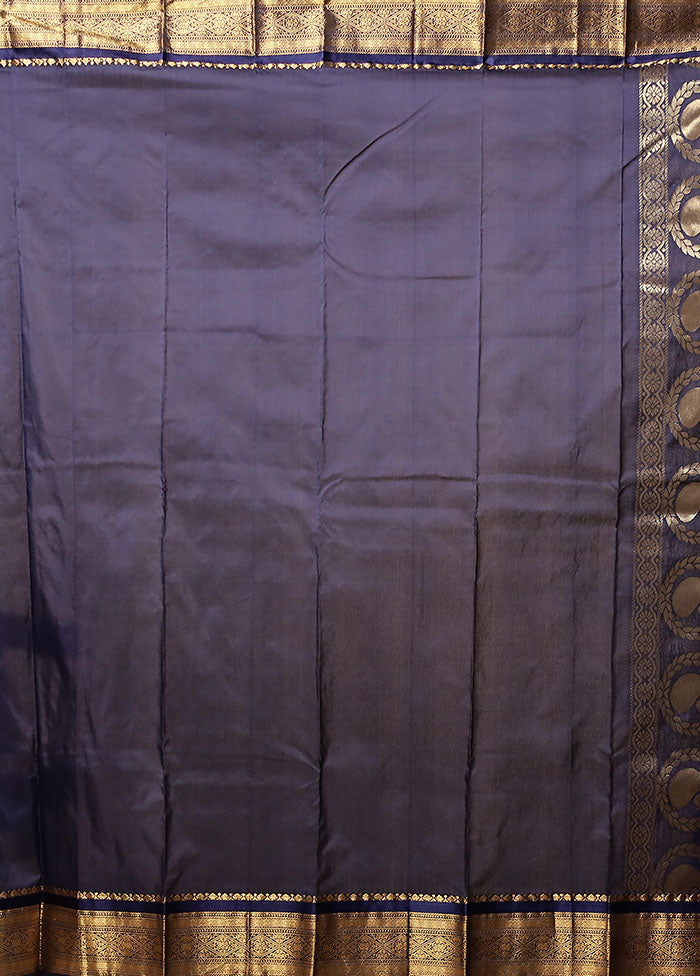 Purple Kanjivaram Silk Saree With Blouse Piece