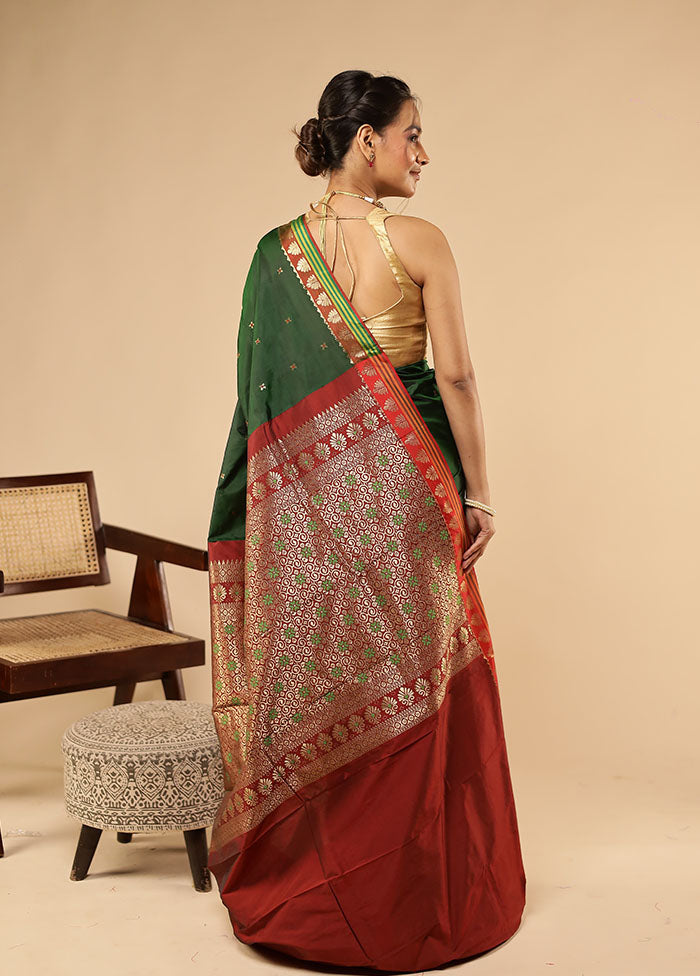 Green Kanjivaram Silk Saree With Blouse Piece