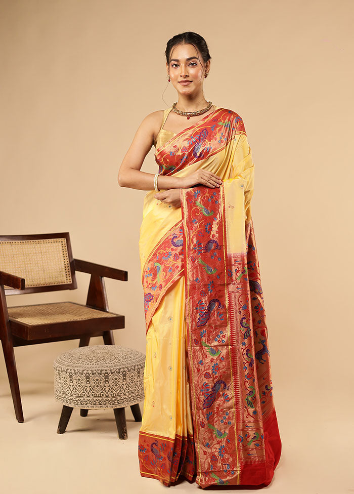 Yellow Kanjivaram Silk Saree With Blouse Piece