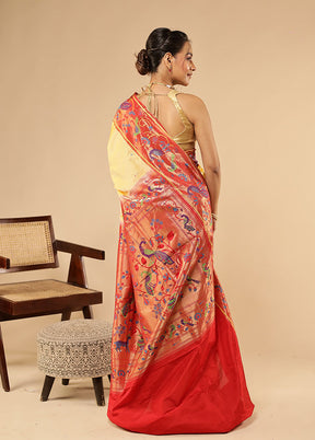 Yellow Kanjivaram Silk Saree With Blouse Piece