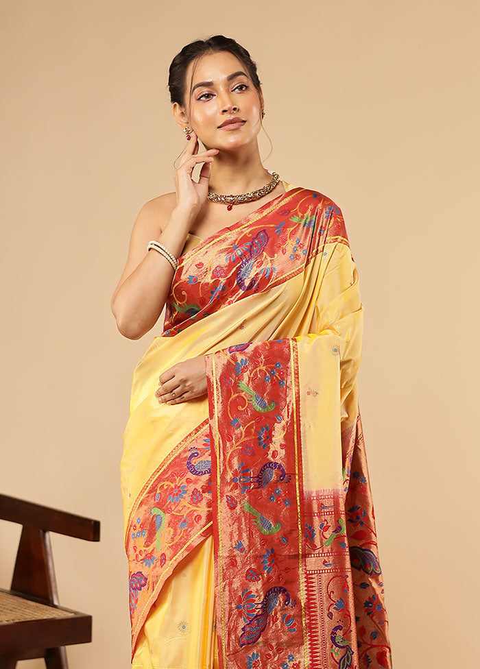 Yellow Kanjivaram Silk Saree With Blouse Piece