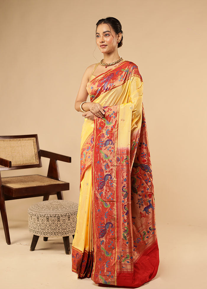 Yellow Kanjivaram Silk Saree With Blouse Piece