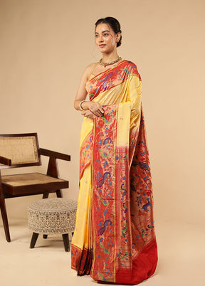 Yellow Kanjivaram Silk Saree With Blouse Piece