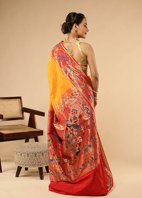 Orange Kanjivaram Silk Saree With Blouse Piece