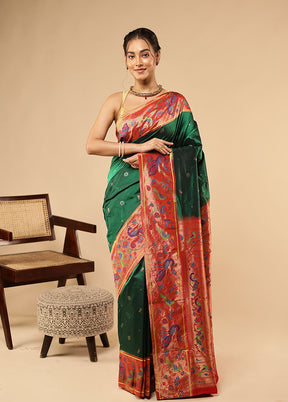 Green Kanjivaram Silk Saree With Blouse Piece