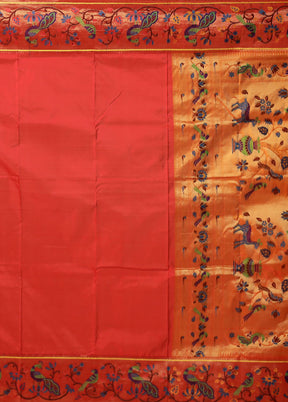 Rust Kanjivaram Silk Saree With Blouse Piece