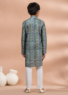 Multicolor Silk Kurta & Pajama Set