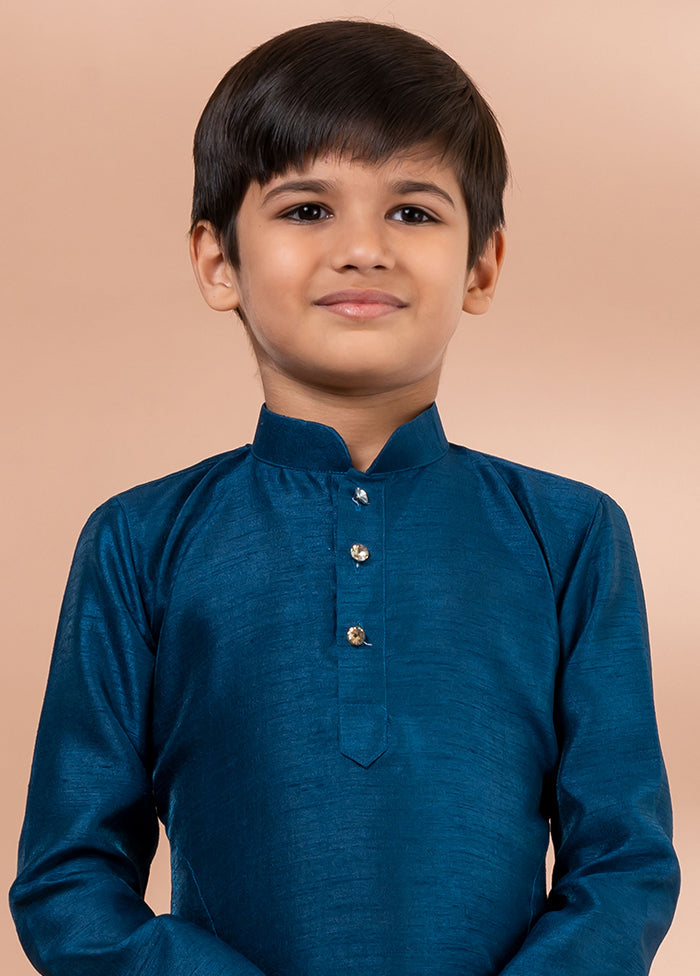 Blue Dupion Silk Kurta & Pajama Set