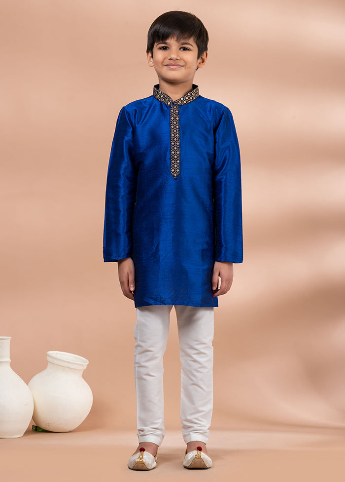 Blue Dupion Silk Kurta & Pajama Set