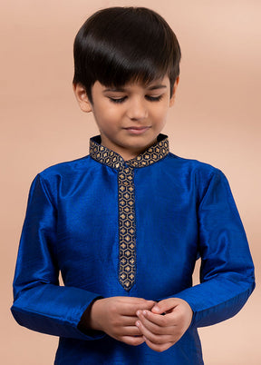 Blue Dupion Silk Kurta & Pajama Set