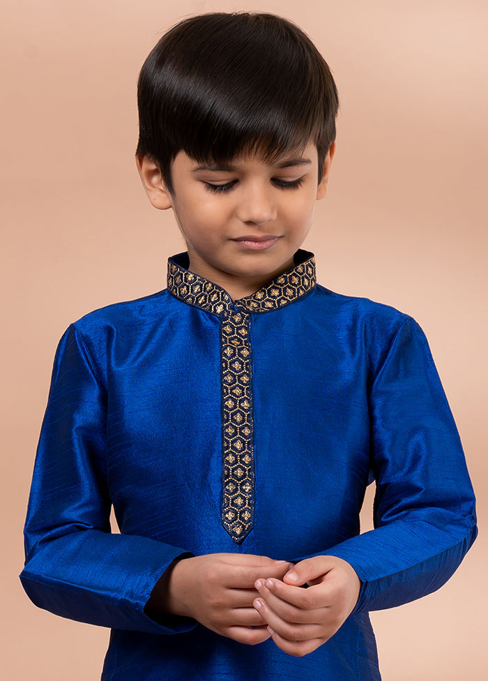 Blue Dupion Silk Kurta & Pajama Set