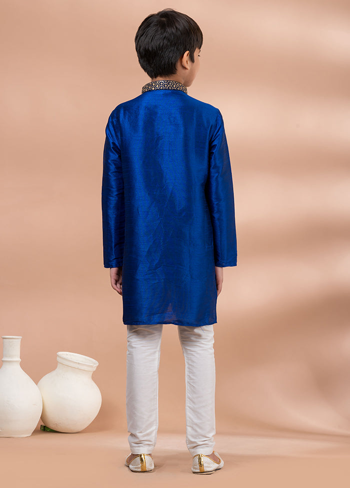 Blue Dupion Silk Kurta & Pajama Set