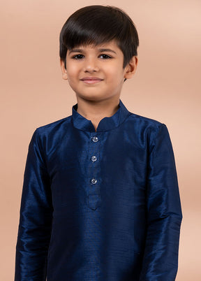 Blue Dupion Silk Kurta & Pajama Set