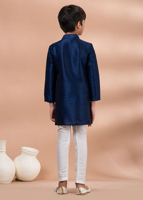 Blue Dupion Silk Kurta & Pajama Set