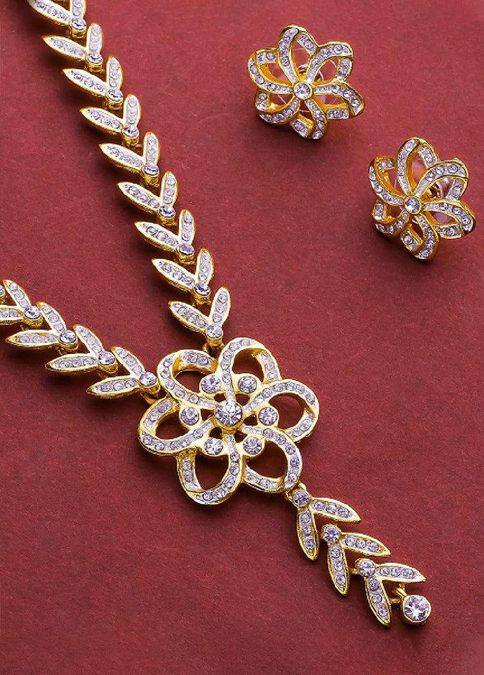 Gold And Rhodium Plated Perennial Designer Jewellery Set - Indian Silk House Agencies