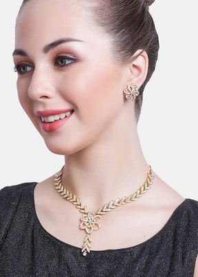 Gold And Rhodium Plated Perennial Designer Jewellery Set - Indian Silk House Agencies