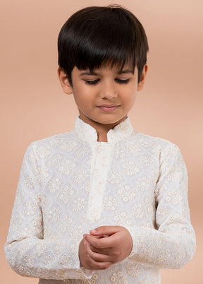 White Viscose Kurta & Pajama Set