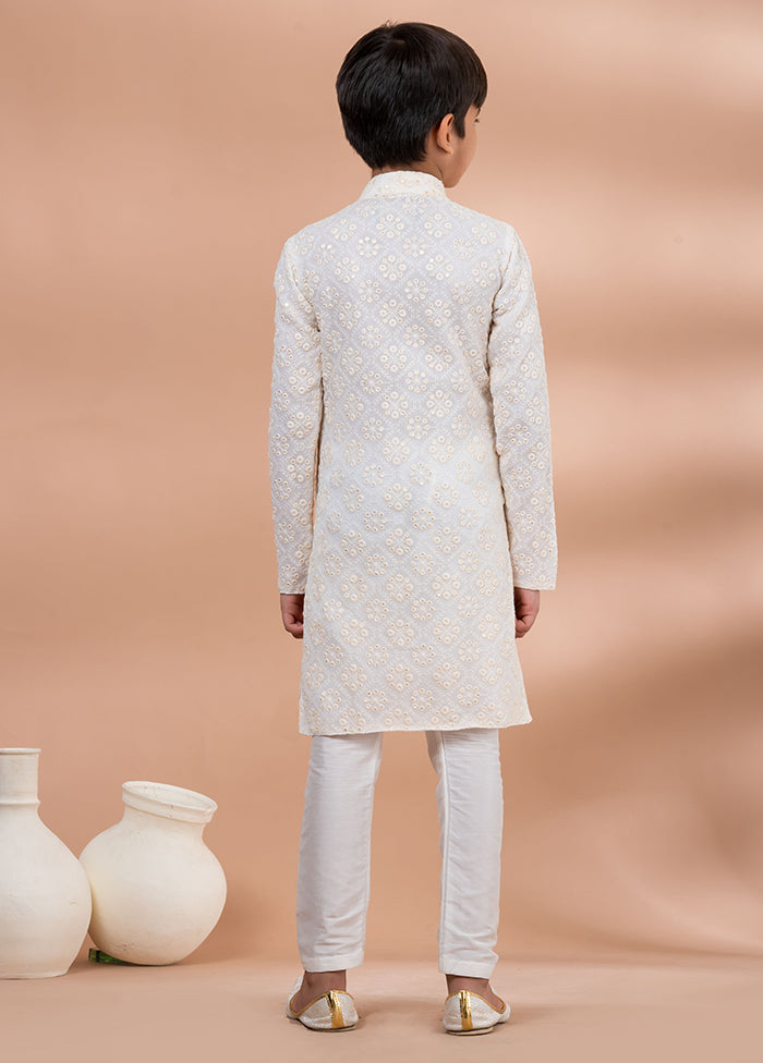 White Viscose Kurta & Pajama Set