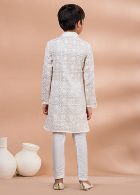 White Viscose Kurta & Pajama Set