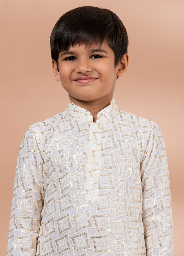 White Viscose Kurta & Pajama Set