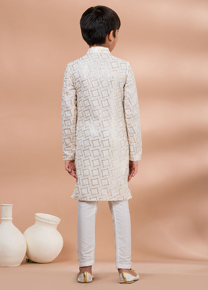 White Viscose Kurta & Pajama Set