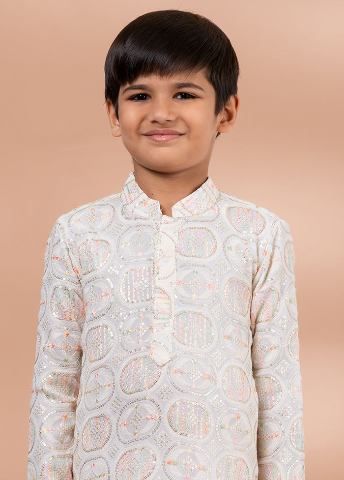White Viscose Kurta & Pajama Set