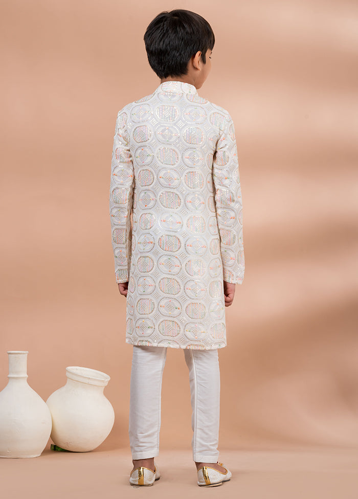 White Viscose Kurta & Pajama Set
